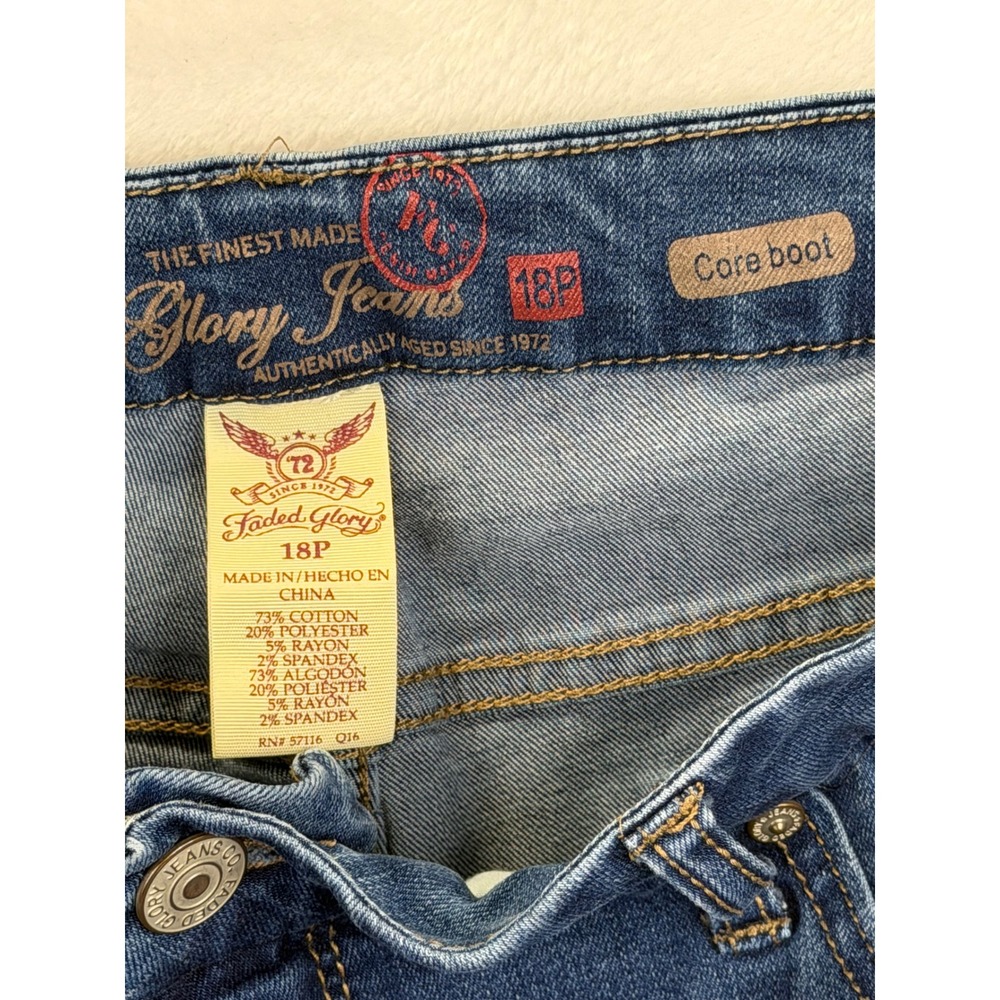 Faded Glory Womens 18P Core Bootcut Jeans Medium Wash Blue Stretch Denim Petite - Picture 2 of 6